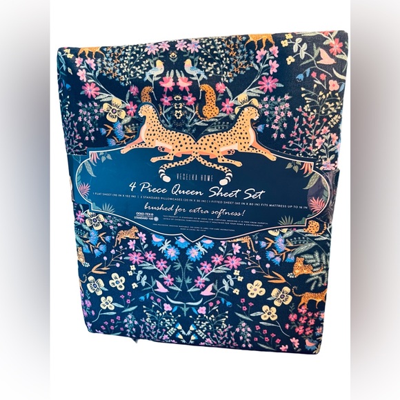 Veselka Home NWT Amazing Cheetah Cat Printed 4 Pc Super Soft Queen Sheet Set - Picture 3 of 4